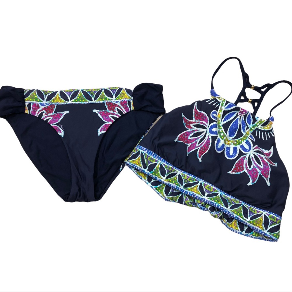 TRINA TURK NAVY BATIK‎ SWIMSUIT BIKINI S